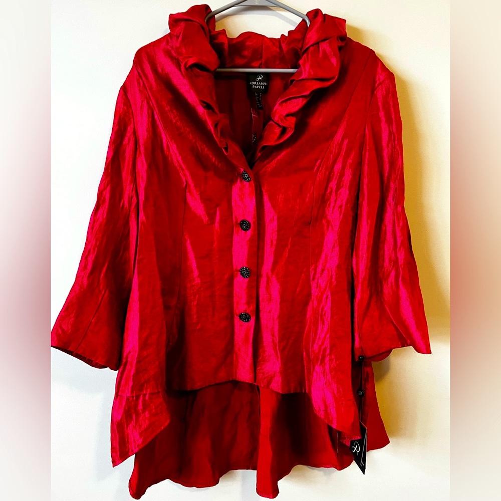**NWT** Adrianna Papell Red Puff Collar Jacket
